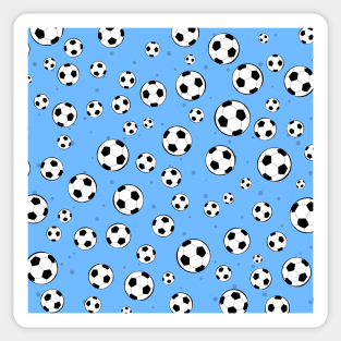 Football / Soccer Ball Seamless Pattern - Blue Background Sticker